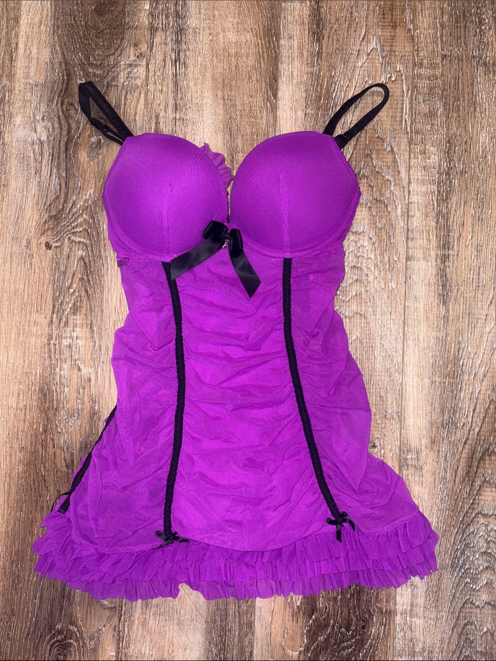 La SENZA Bright Purple Chemise with Black Accents